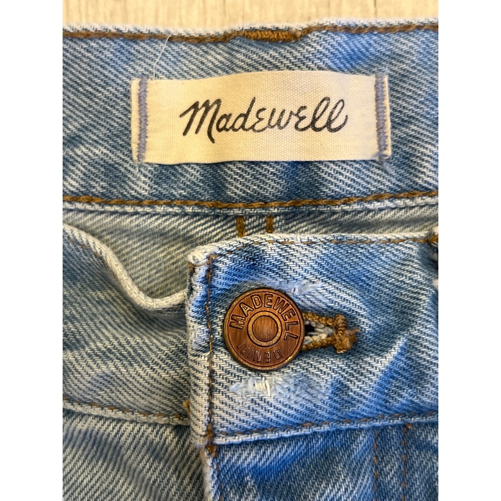 Madewell Relaxed Denim Shorts Distressed‎ Raw Hem Light Wash Women's Size 27